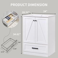 AISU 24" Farmhouse Bathroom Vanity with Sink
