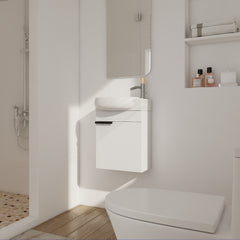 AISU 16' Floating Bathroom Vanity With Sink, Glossy White