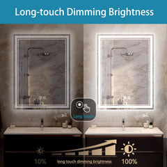 Miroir de salle de bain mural vertical à LED AISU avec fonction antibuée et luminosité réglable