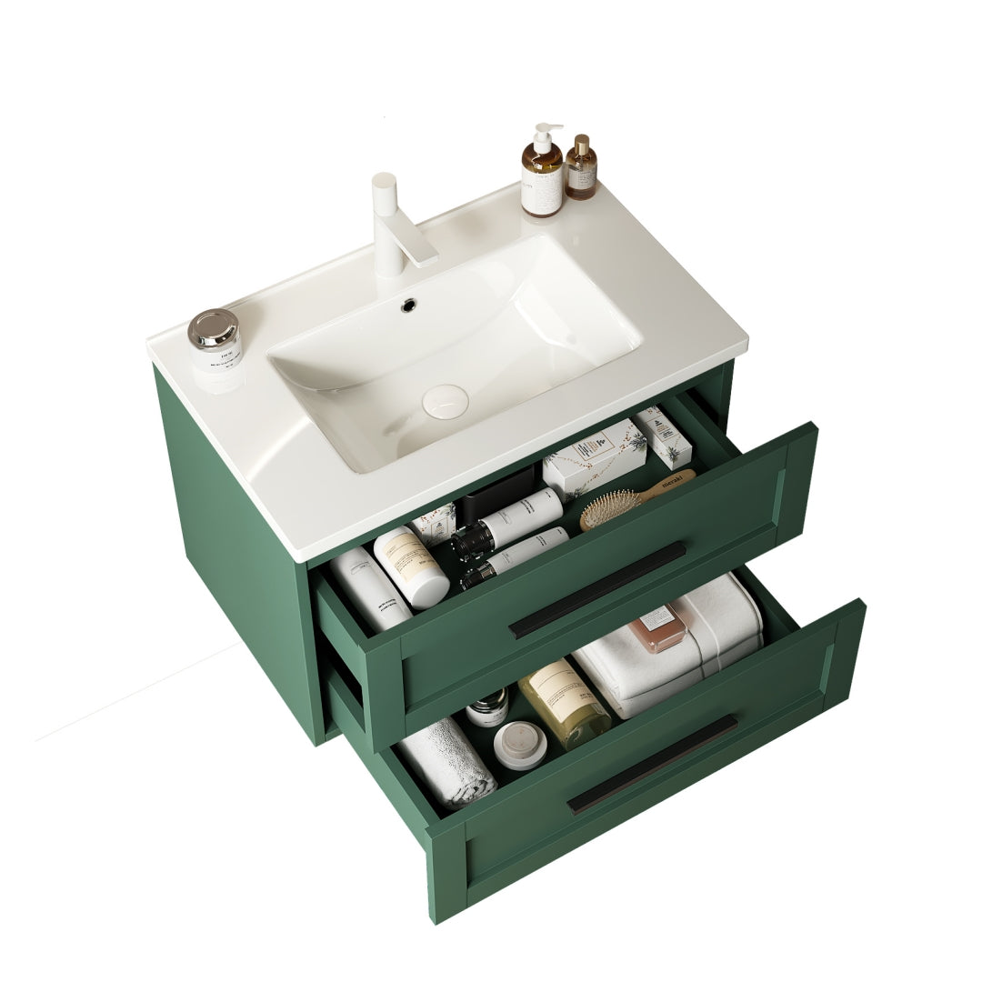 30" Badezimmerwaschtisch mit Waschbecken, Farbe Grün 