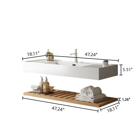48" Wand-Waschtisch, modernes weißes Design (ohne Wasserhahn) 