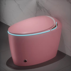 AISU Unique Smart Toilet with Bidet Built In, Intelligent One Piece Toilet For Modern Bathroom, Auto Open/Close Seat, Foot Sensor, LED Display, Night Light, Warm Water & Dryer, Pink