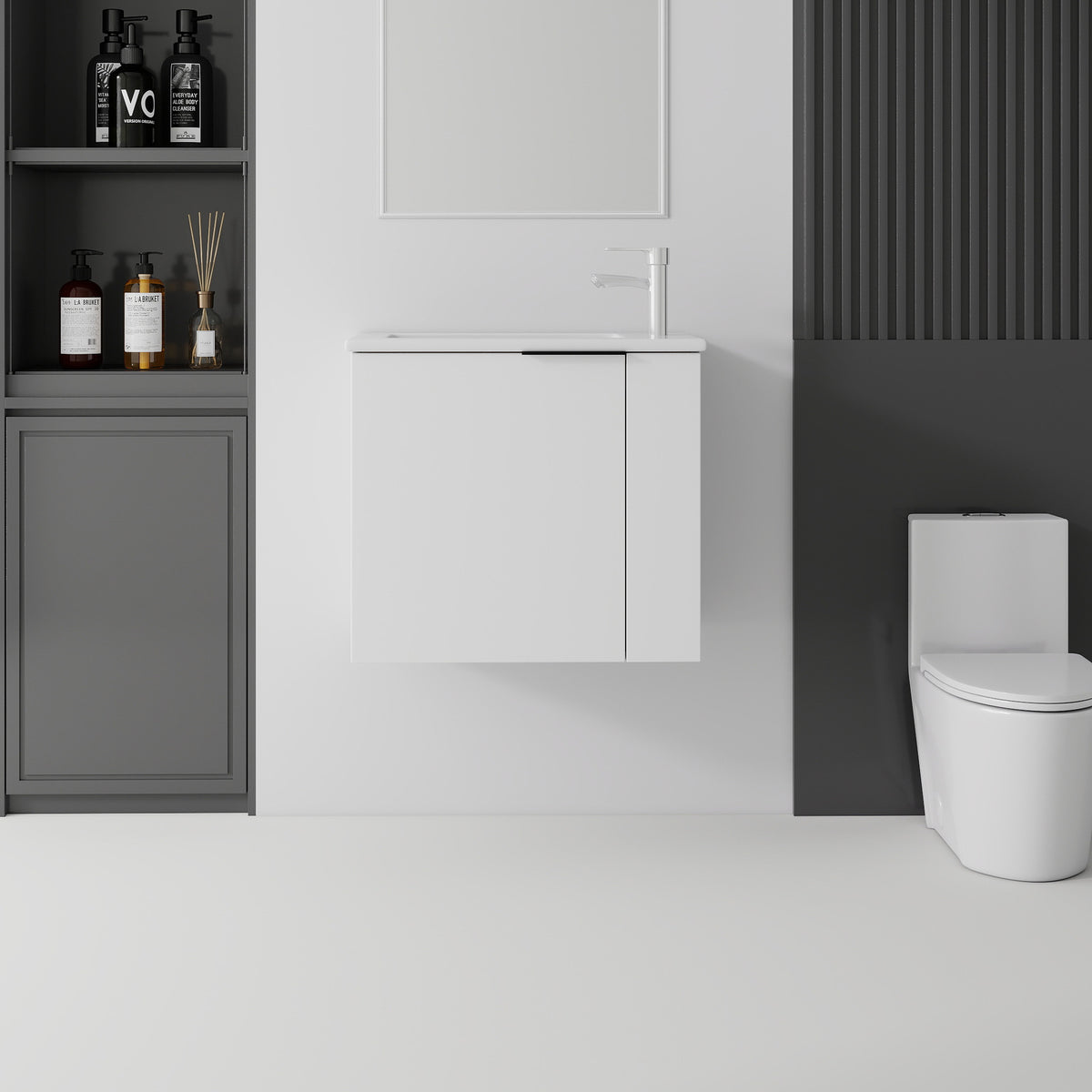 AISU 22 Inch Floating Bathroom Vanity with Sink, Soft-Close Door, Ceramic Sink, White