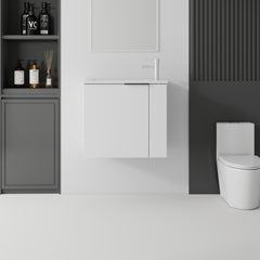 AISU 22 Inch Floating Bathroom Vanity with Sink, Soft-Close Door, Ceramic Sink, White