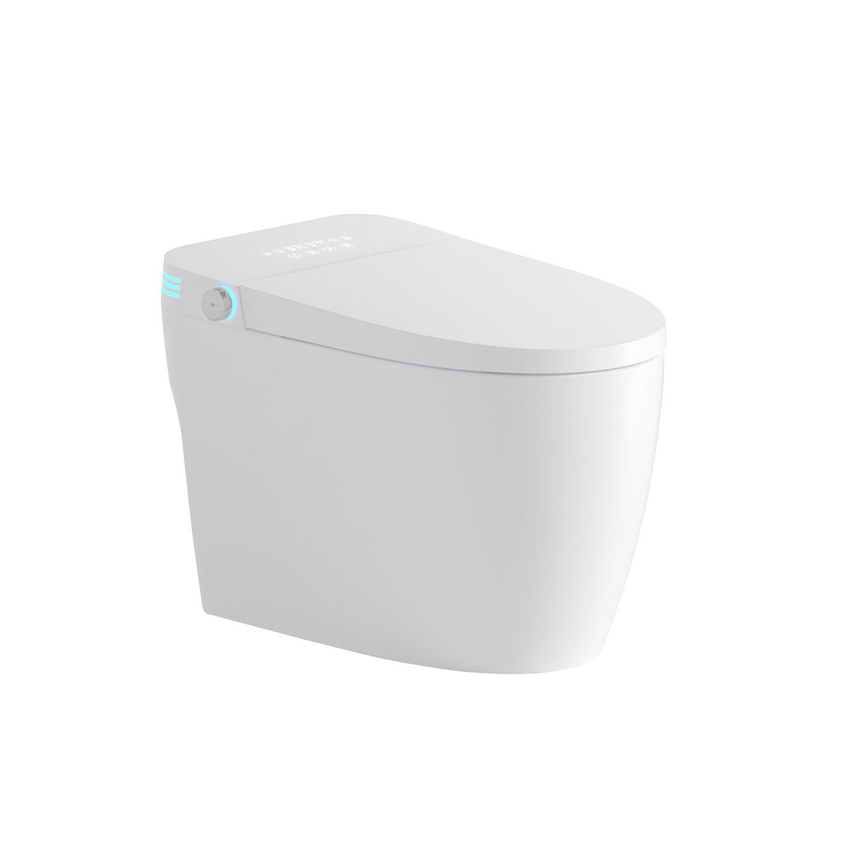 AISU Tankless Smart Toilet With Bidet Built In, One-piece Bidet Toilet Seat, Auto Flush, Heated Seat, Warm Water and Dry, Adjustable Temp, Remote Control Side Know