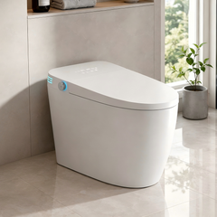AISU Smart Toilet With Bidet Built In, One-piece Bidet Toilet Seat, Auto Flush, Auto Open/Close,Heated Seat, Warm Water and Dry, Adjustable Temp, Remote Control Side Know, V Shape, Built-in Tank