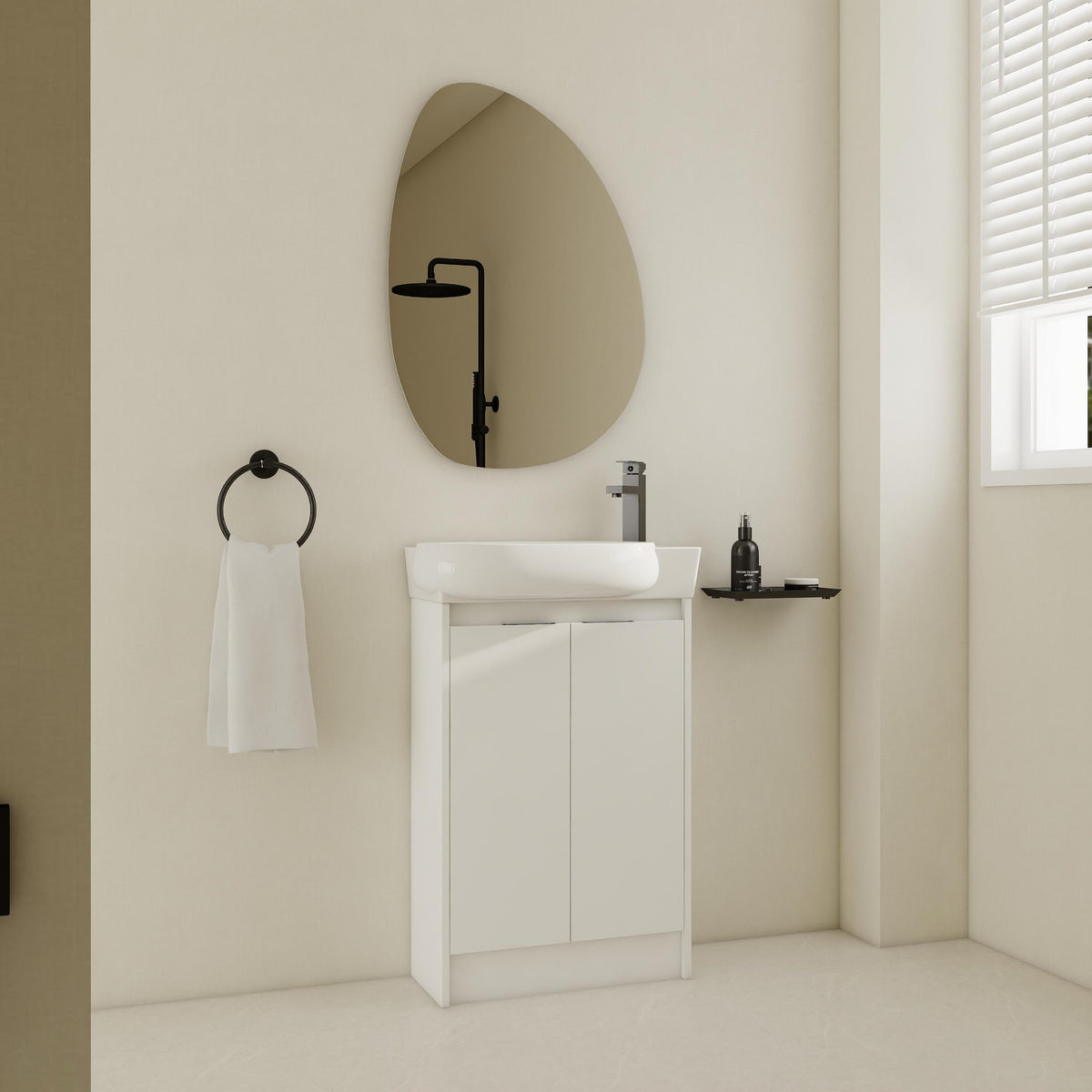 AISU 23' Freestanding Bathroom Vanity with Sink, Soft Close Doors, Glossy White