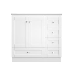 SHKL 36" Free-Standing Bathroom Cabinet with Ceramic Sink, MDF White