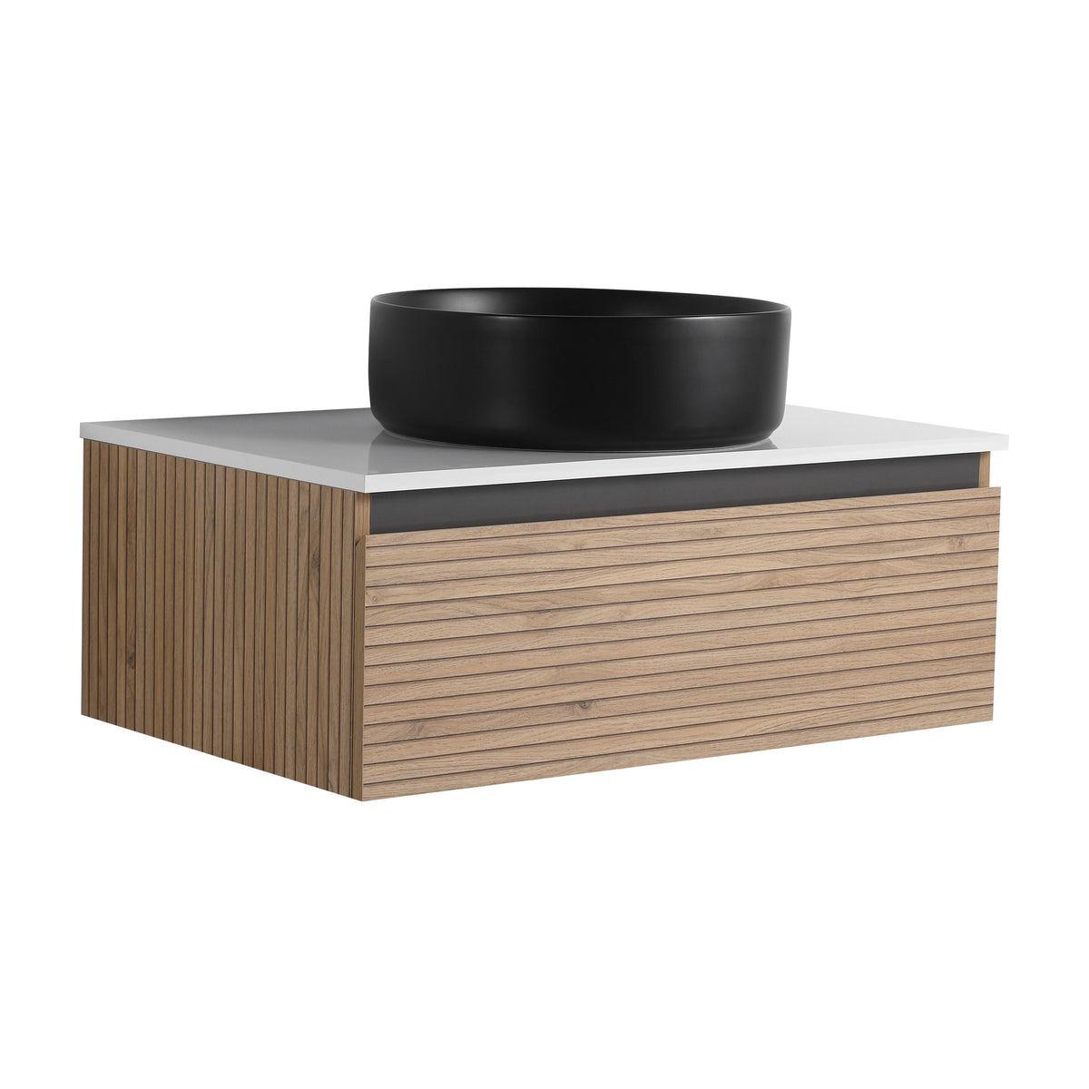 AISU 30" Wall-Mounted Bathroom Vanity with Black Art Ceramic Sink & 1-Soft-Close Drawer (KD-Packing)
