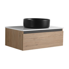 AISU 30" Wall-Mounted Bathroom Vanity with Black Art Ceramic Sink & 1-Soft-Close Drawer (KD-Packing)
