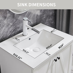 AISU 24" Farmhouse Bathroom Vanity with Sink