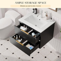 Meuble-lavabo mural blanc AISU de 24 po avec lavabo