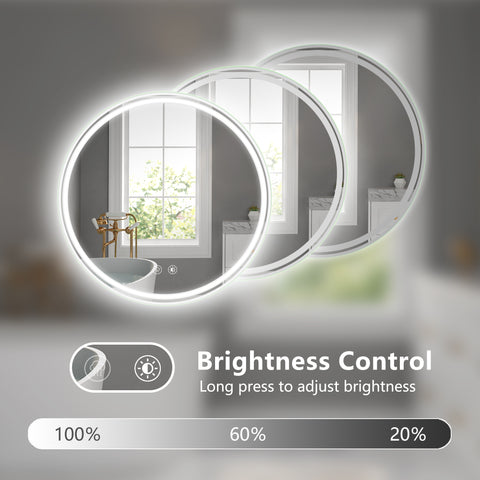 Miroir de salle de bain rond à LED de 71 cm (28 po) – Fixation murale pour plus de commodité 