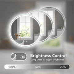 Miroir de salle de bain rond à LED de 71 cm (28 po) – Fixation murale pour plus de commodité 