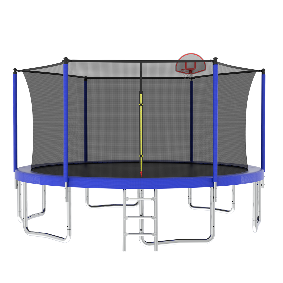 AISU 14FT Outdoor Trampoline for Kids with Safety Enclosure Net and Ladder - Blue Metal Frame