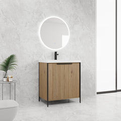 AISU 30' Modern Freestanding Bathroom Vanity with Resin Sink & Soft-Close Cabinet Doors