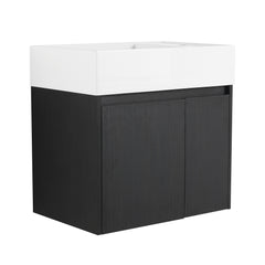 AISU 24 Inch Bathroom Cabinet With Sink, Soft Close Doors, For Small Bathroom, Black Chestnut