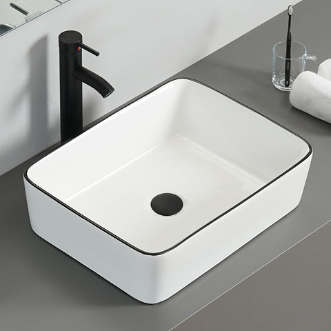AISU 30" Badezimmer-Waschtischunterschrank in Weiß und Schwarz zur Wandmontage mit Waschbecken und Wasserhahn – Holzkonstruktion
