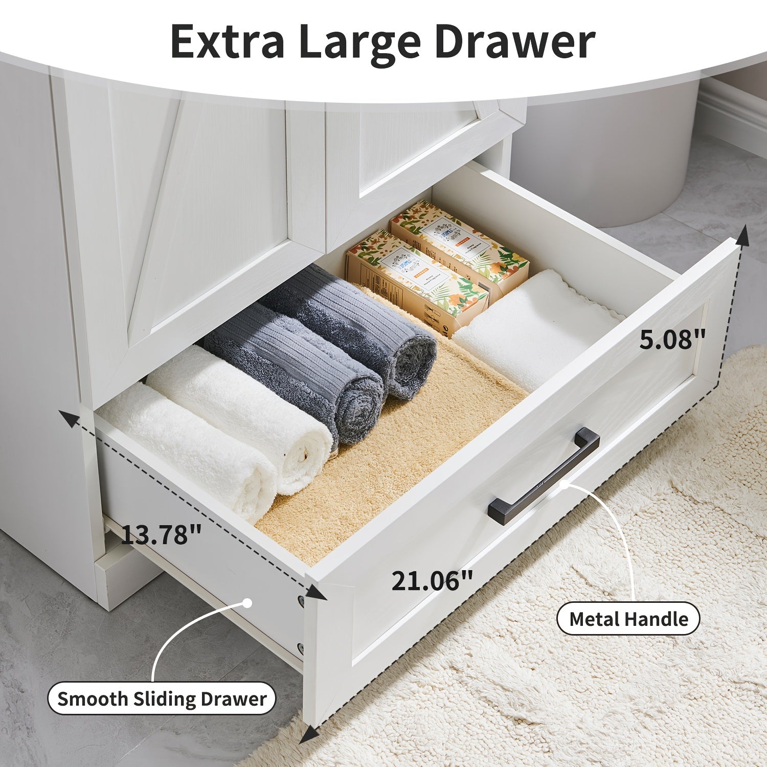 AISU 24" Farmhouse Badezimmer-Waschtisch mit Waschbecken