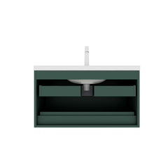 Meuble-lavabo mural moderne en céramique blanche de 91 cm (36 po) avec lavabo, sans robinet, vert 