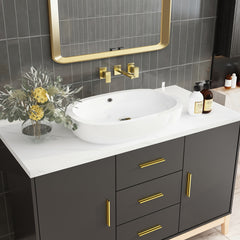 Meuble-lavabo simple autoportant AISU noir/doré avec rangement intégré