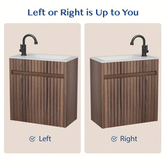 Meuble-lavabo mural AISU de 45,7 cm avec motif rayé et lavabo