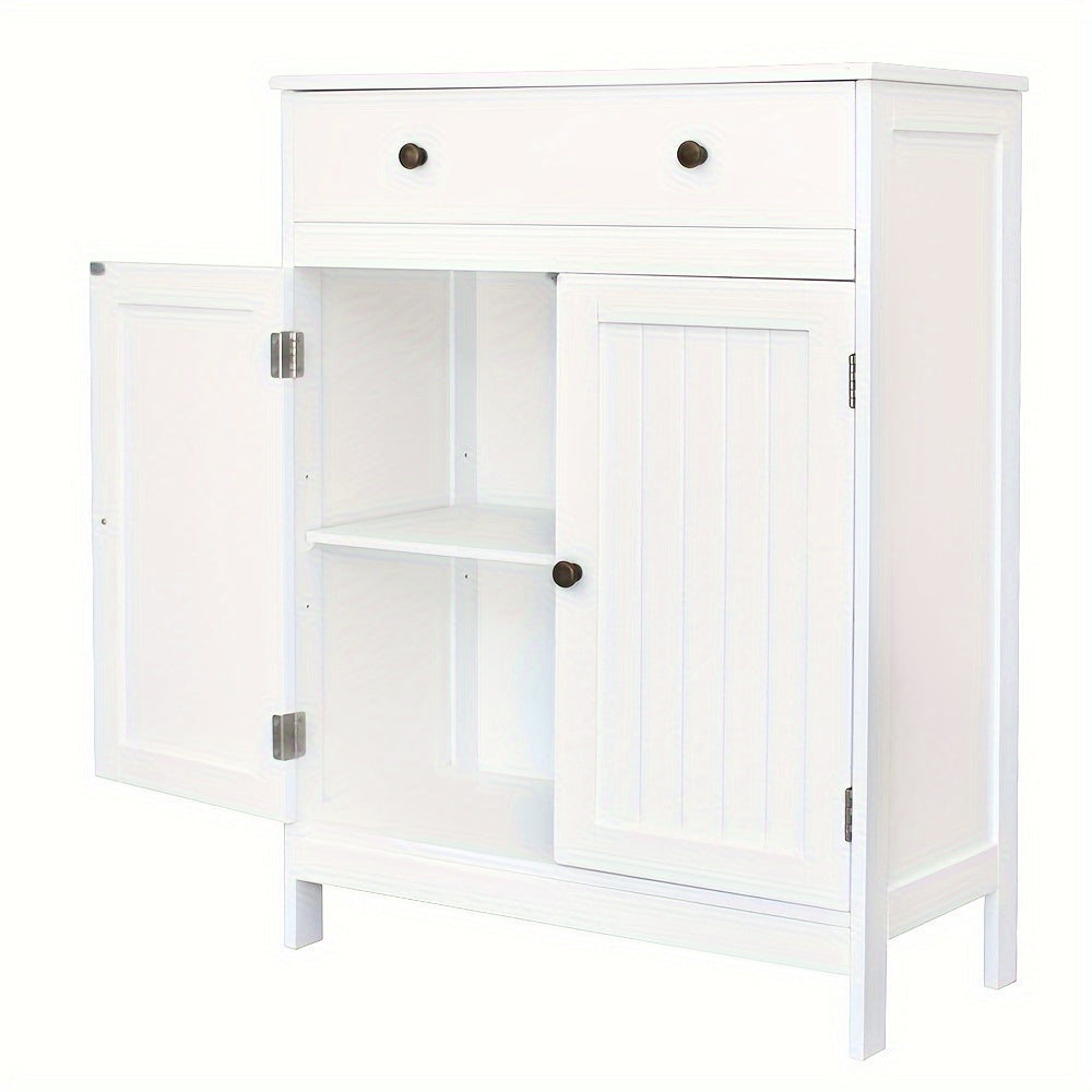 Badezimmer-Aufbewahrungsschrank-Set – Badezimmer-Waschtisch mit Doppelrollladentür und Soft-Close-Schublade (weiß)