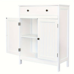 Badezimmer-Aufbewahrungsschrank-Set – Badezimmer-Waschtisch mit Doppelrollladentür und Soft-Close-Schublade (weiß)