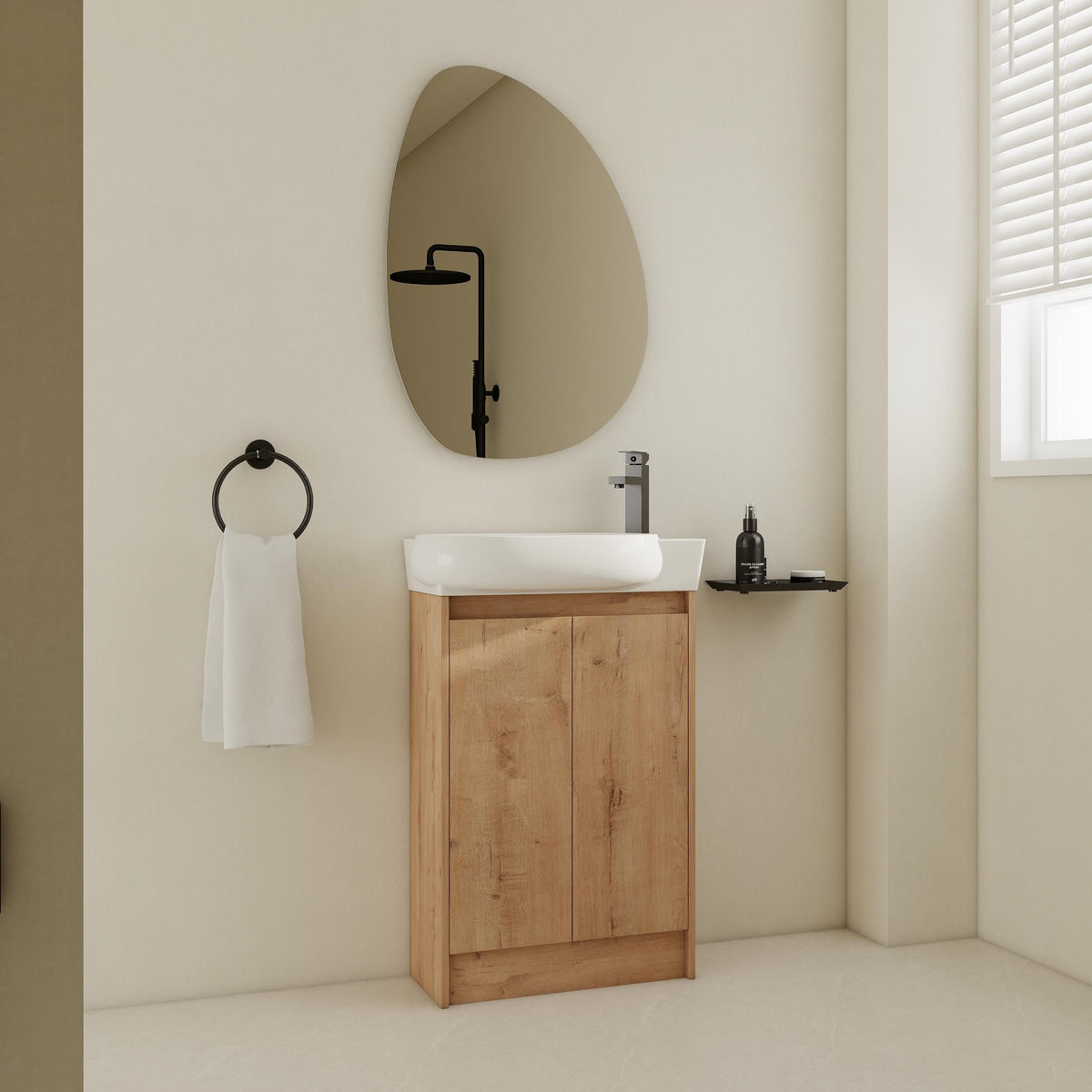 AISU 23' Freestanding Bathroom Vanity with Sink, Soft Close Doors, Imitative Oak