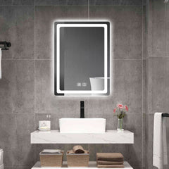 Miroir de salle de bain à LED de 31 pouces, rétroéclairé avec système antibuée